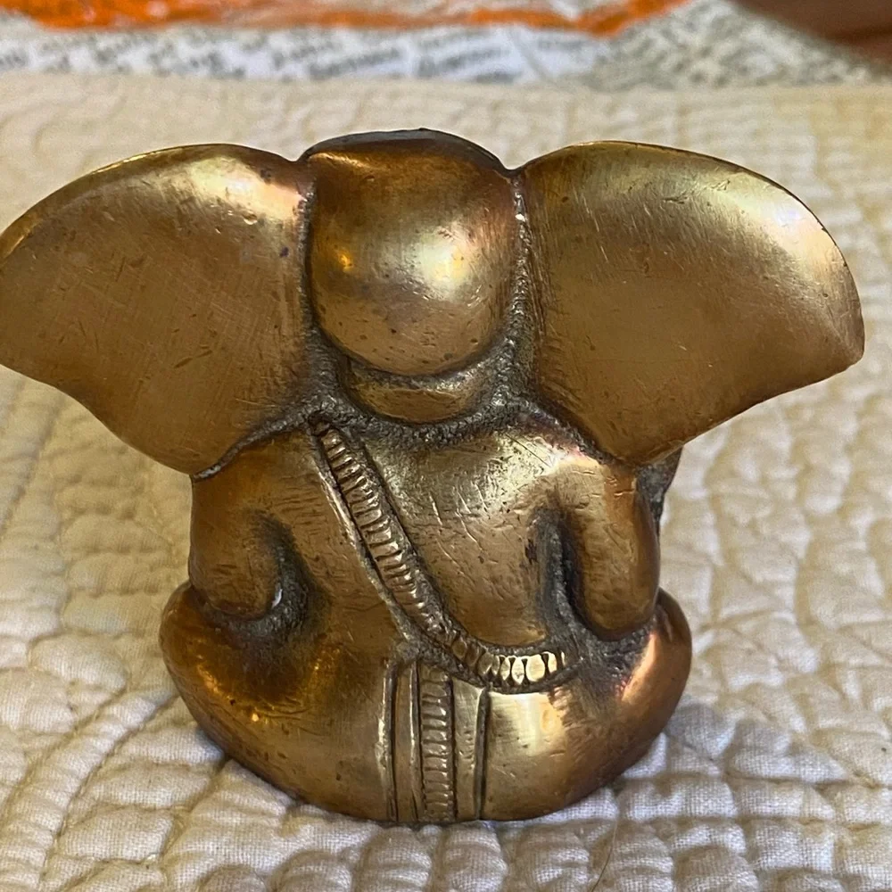 Brass big eared Ganesh statue